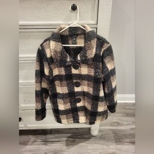 Ali Miles Plaid Jacket in Black and Cream